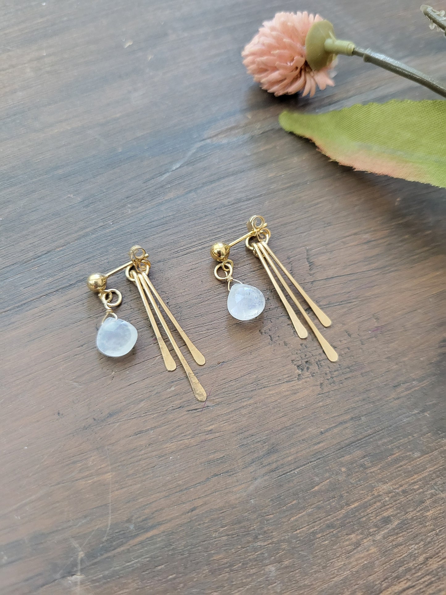 Moonstone Fringe Stud Earrings