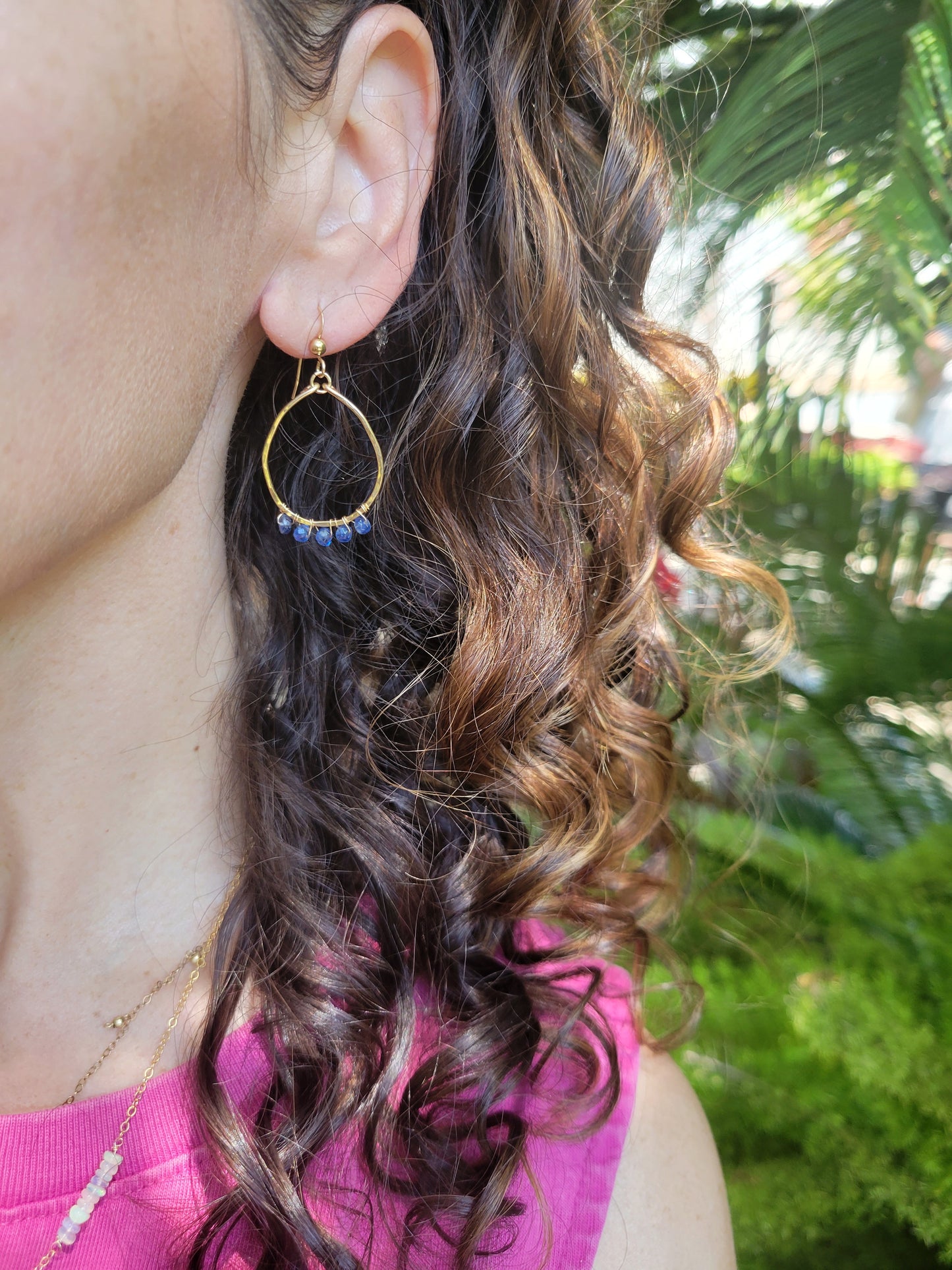 Gemstone Hoop Earrings Kyanite and Labradorite