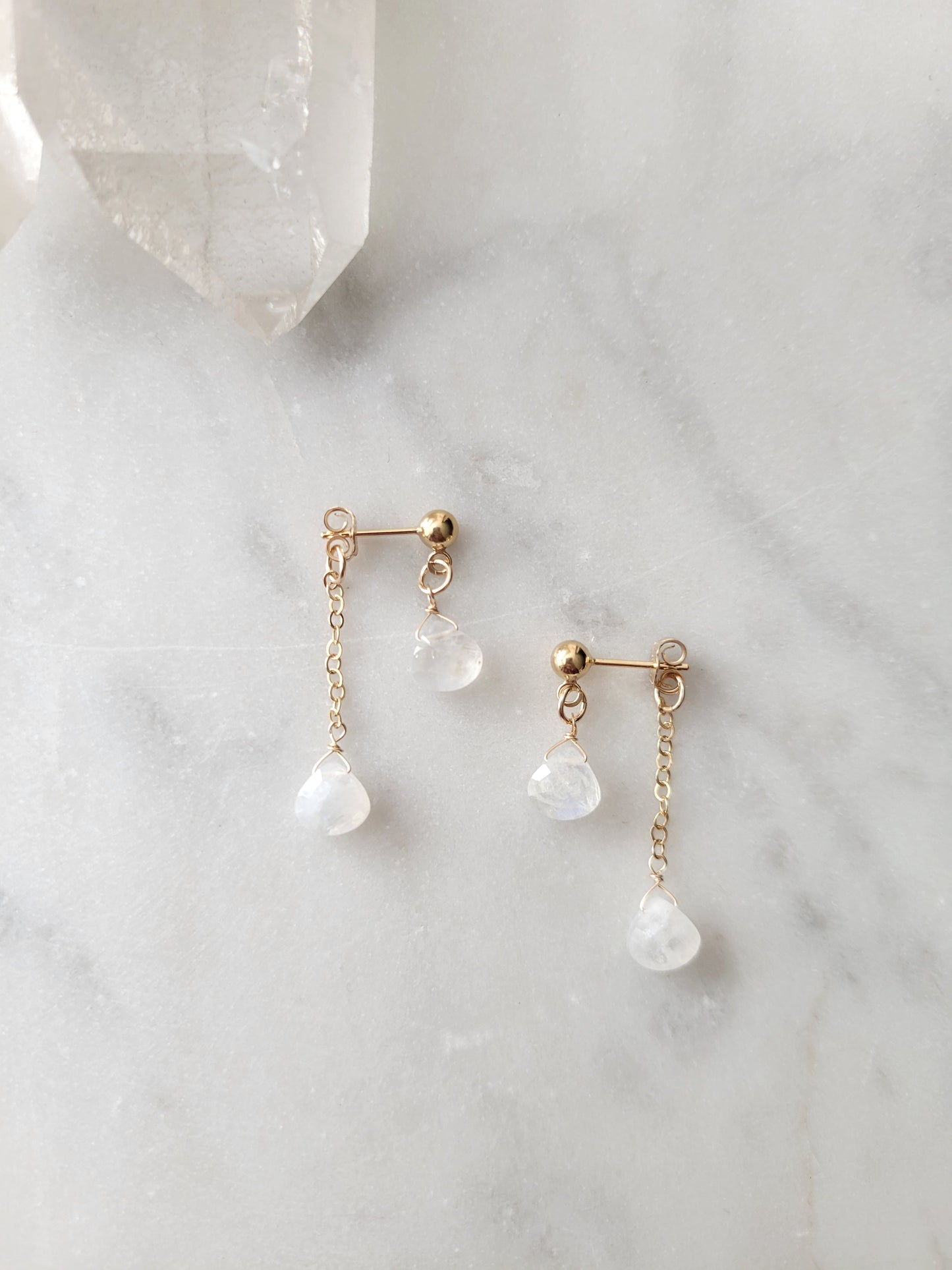 Moonstone Dangle Stud Earrings