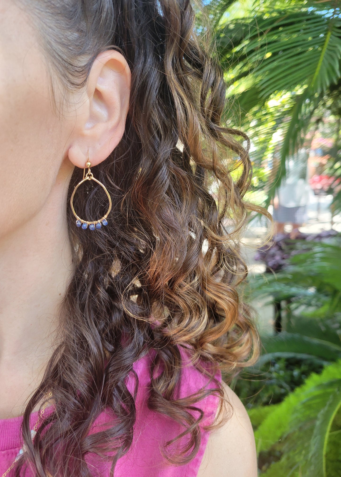 Gemstone Hoop Earrings Kyanite and Labradorite