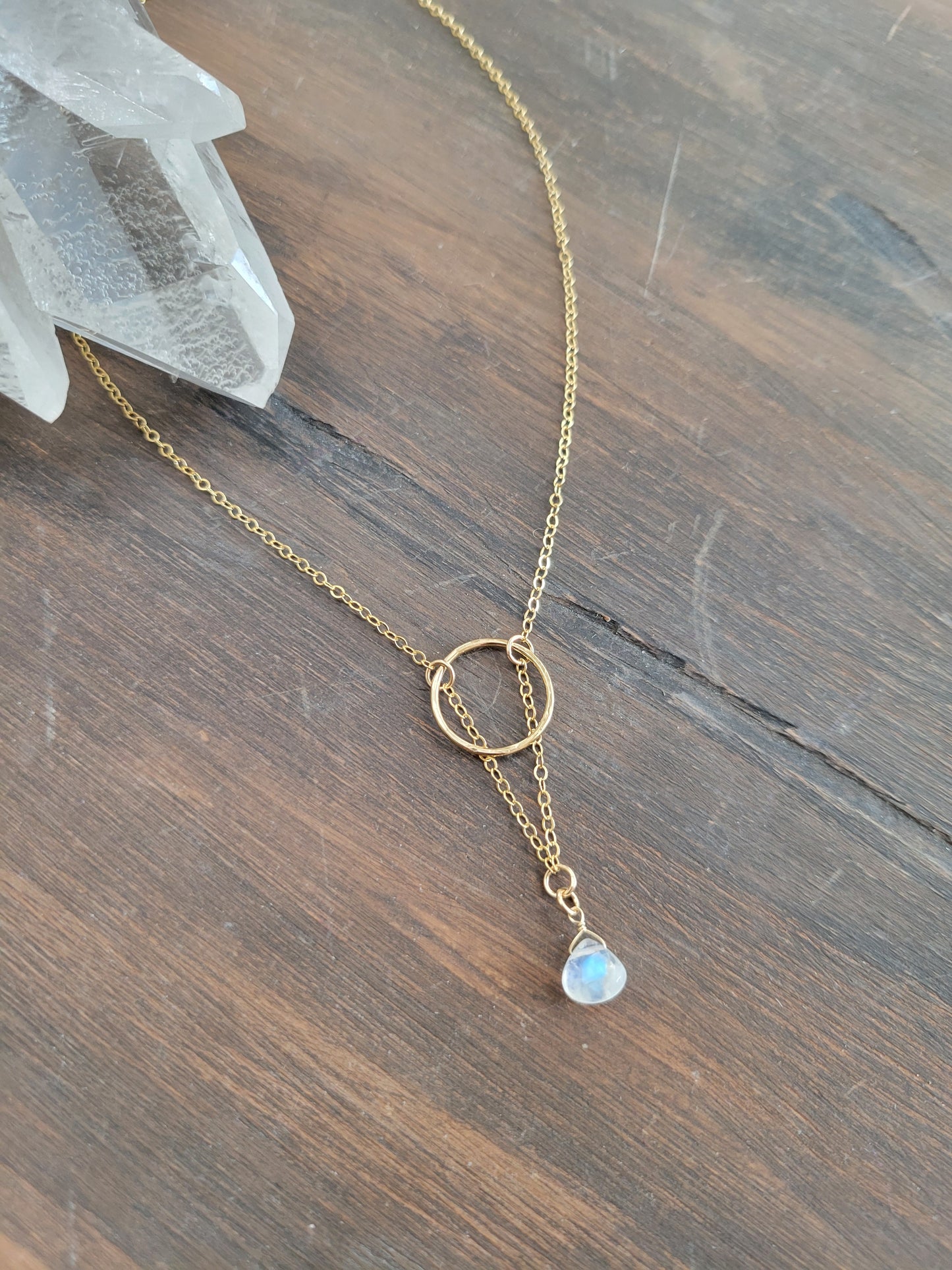 Dainty Moonstone Y Necklace