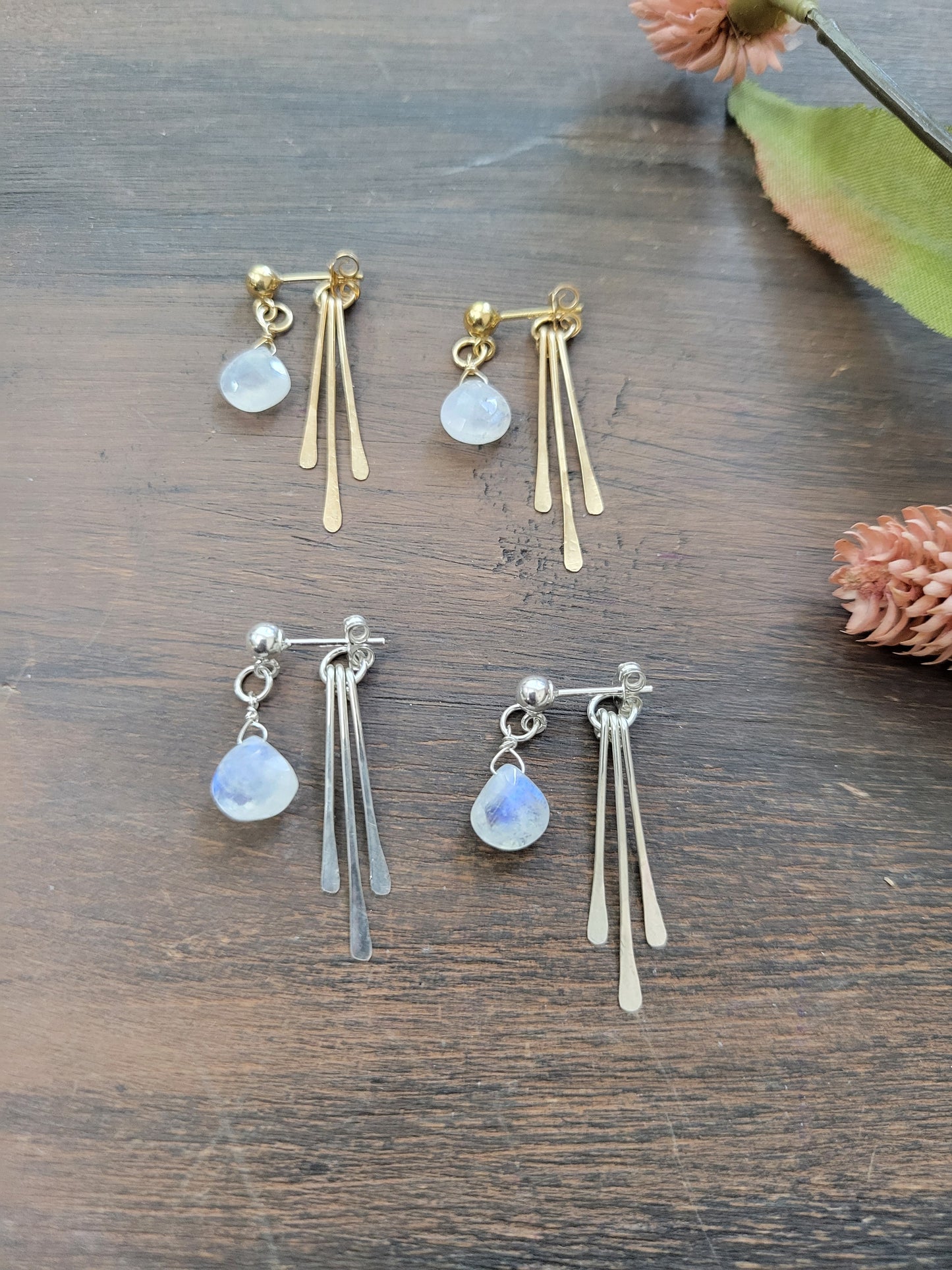 Moonstone Fringe Stud Earrings