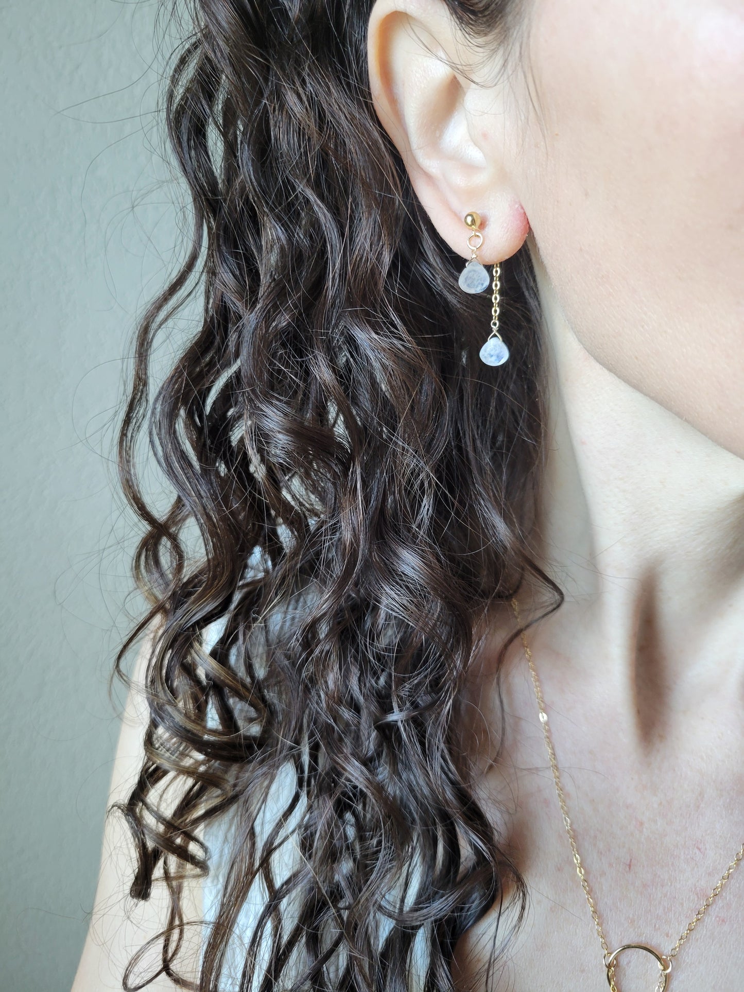 Moonstone Dangle Stud Earrings