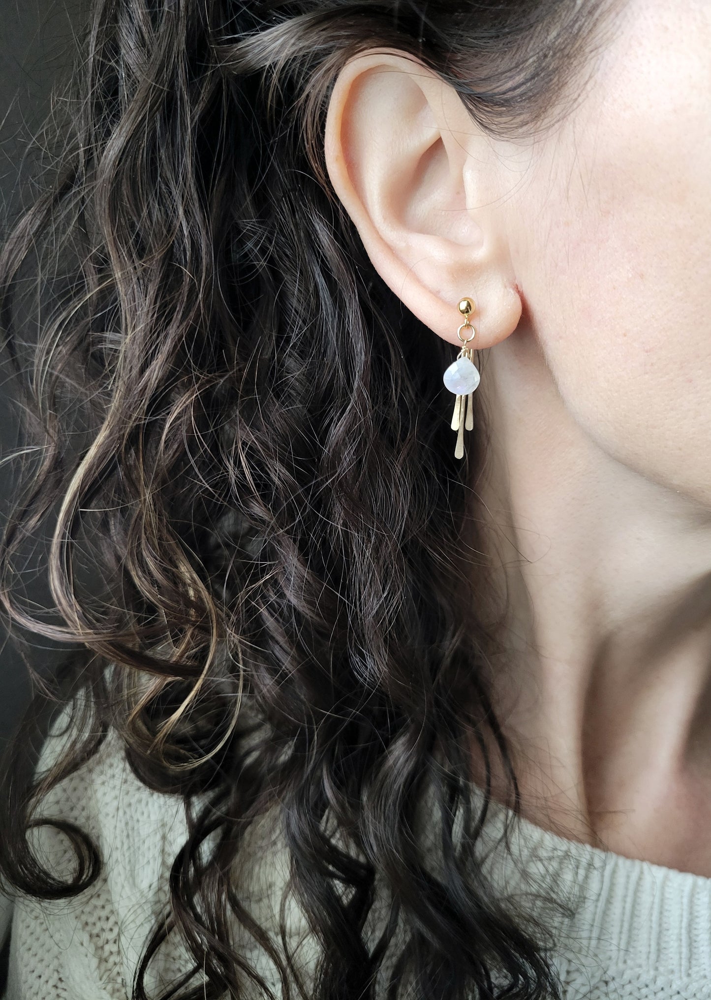 Moonstone Fringe Stud Earrings