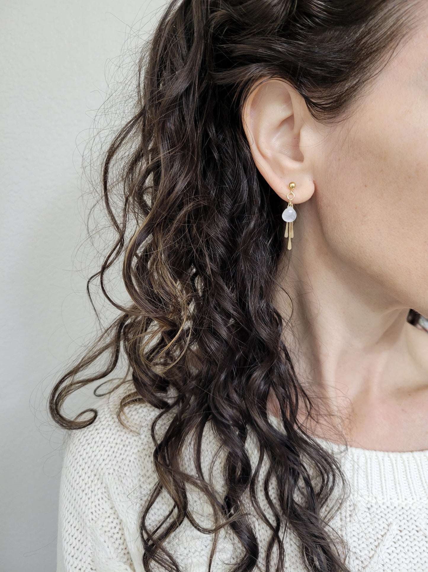 Moonstone Fringe Stud Earrings