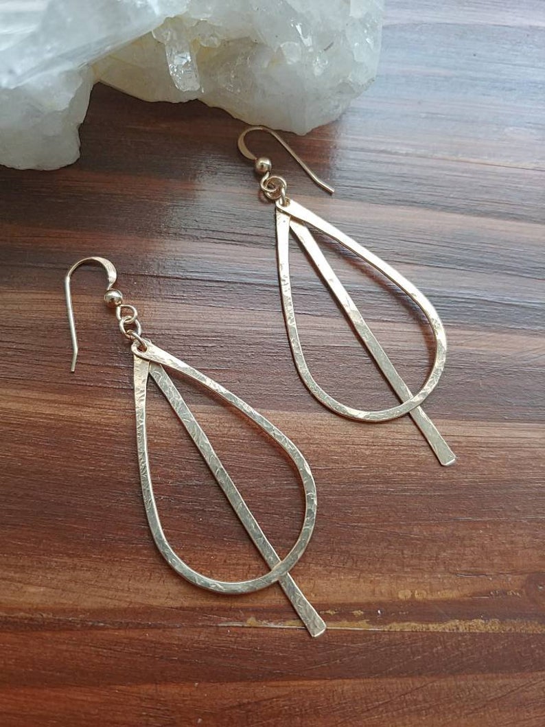 Hoop Teardrop Bar Earrings