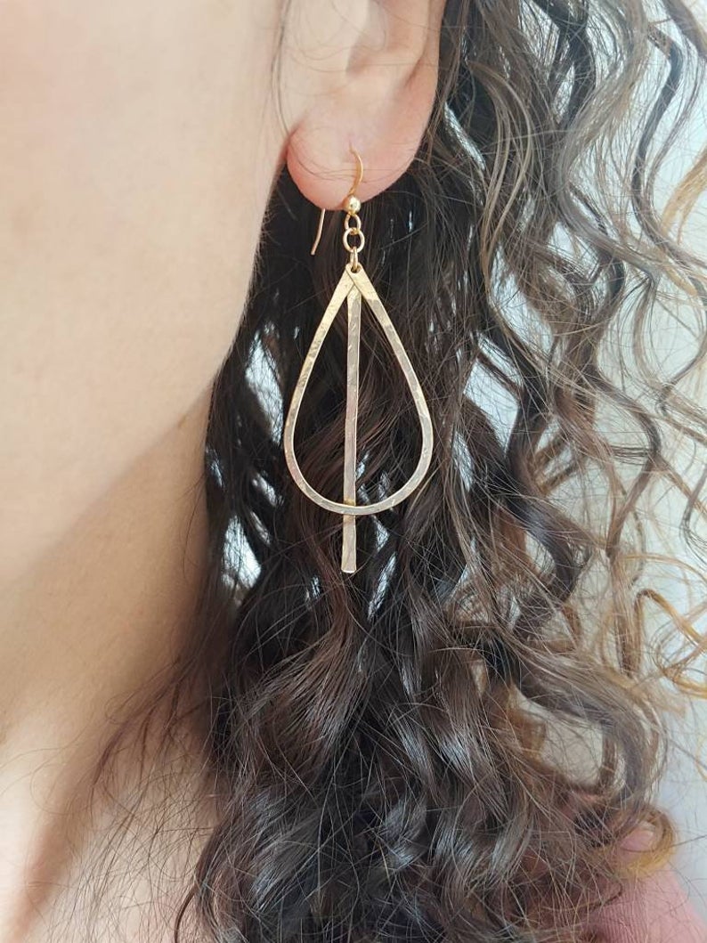 Hoop Teardrop Bar Earrings
