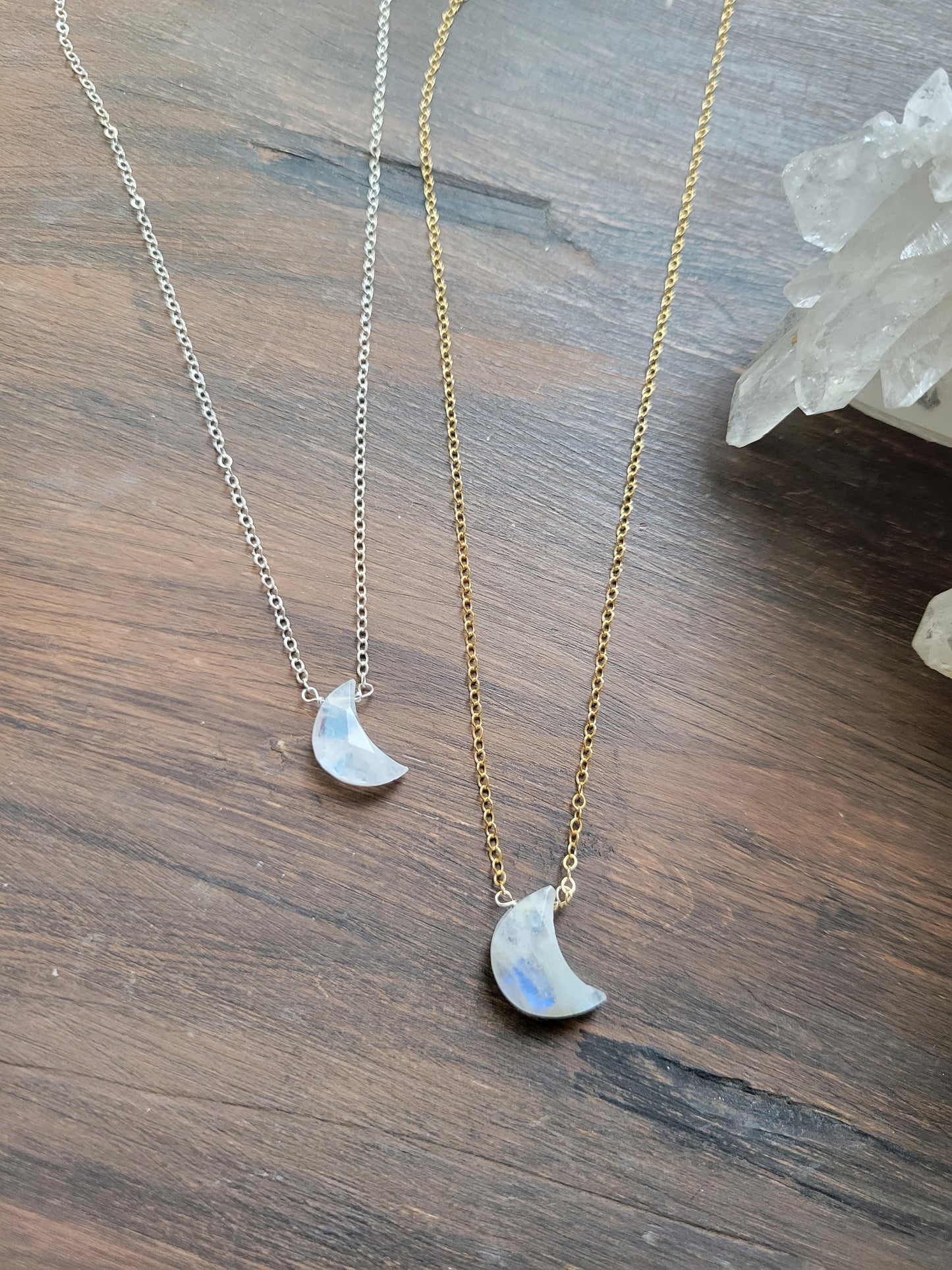 Moonstone Crescent Moon Necklace