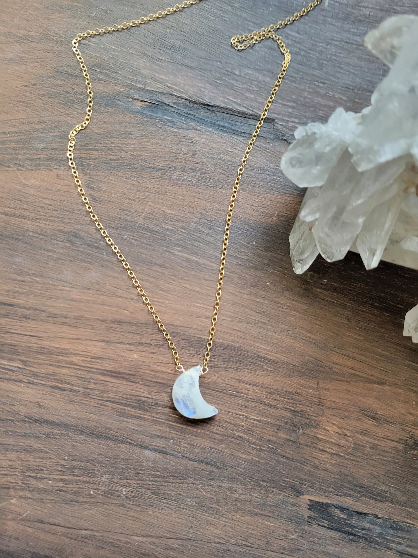 Moonstone Crescent Moon Necklace