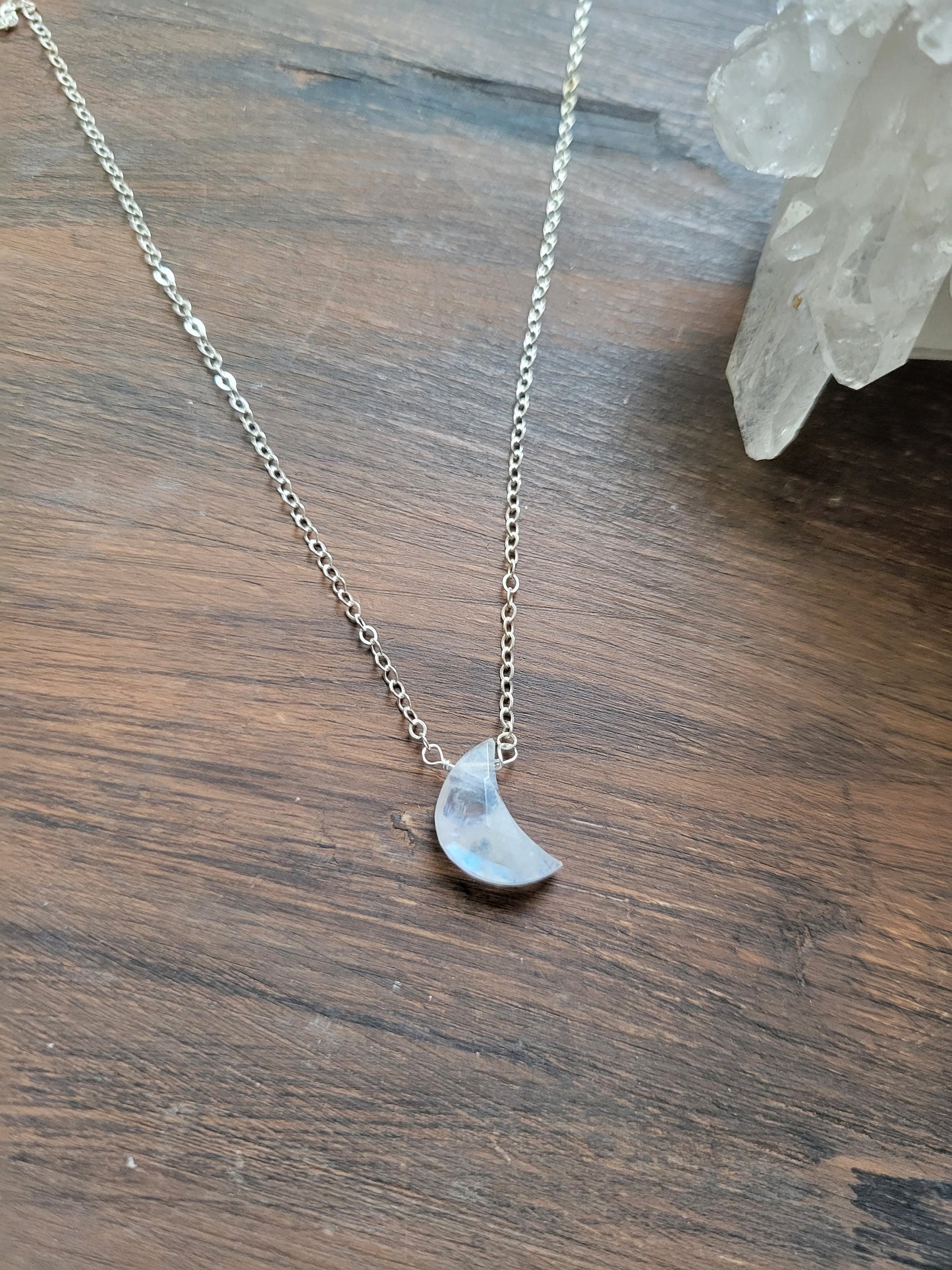 Moonstone Crescent Moon Necklace