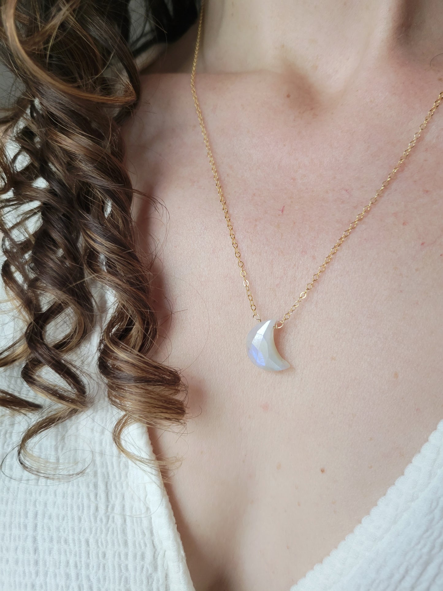 Moonstone Crescent Moon Necklace