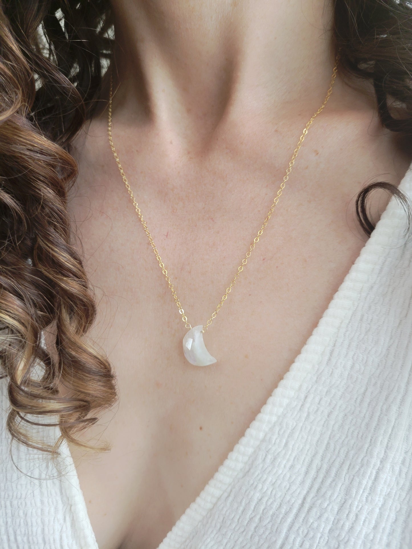 Moonstone Crescent Moon Necklace