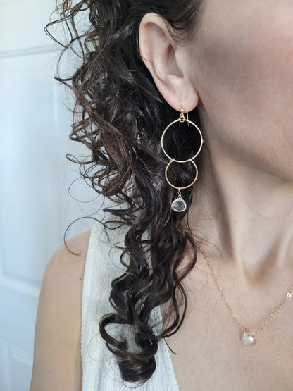 Double Circle Quartz Earrings
