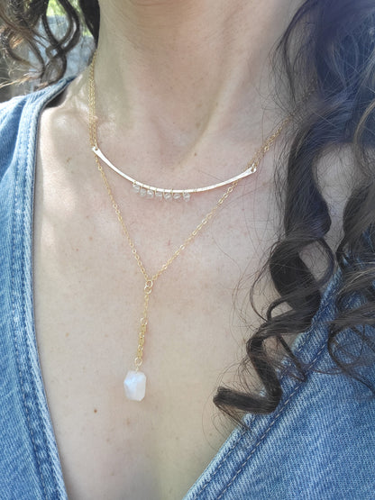 Quartz Curved Bar Necklace