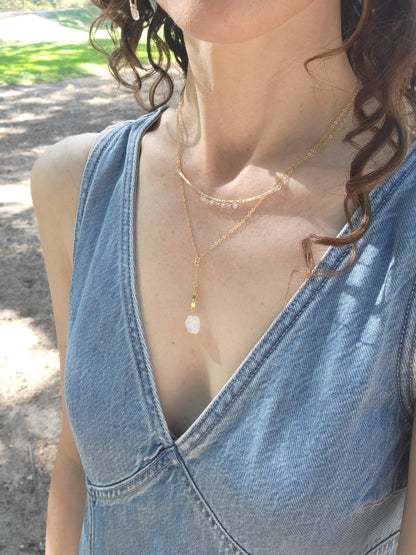 Quartz Curved Bar Necklace