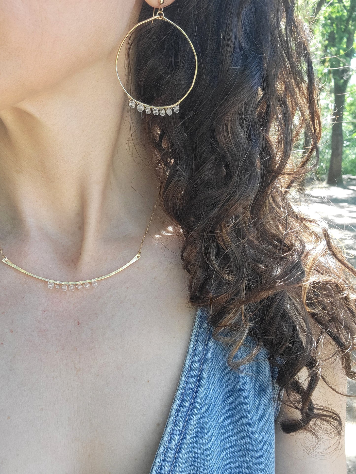 Quartz Curved Bar Necklace