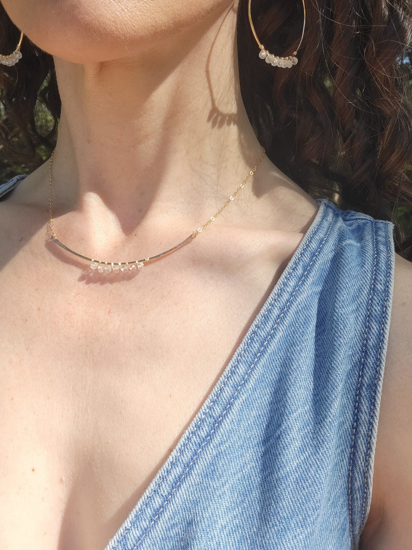 Quartz Curved Bar Necklace