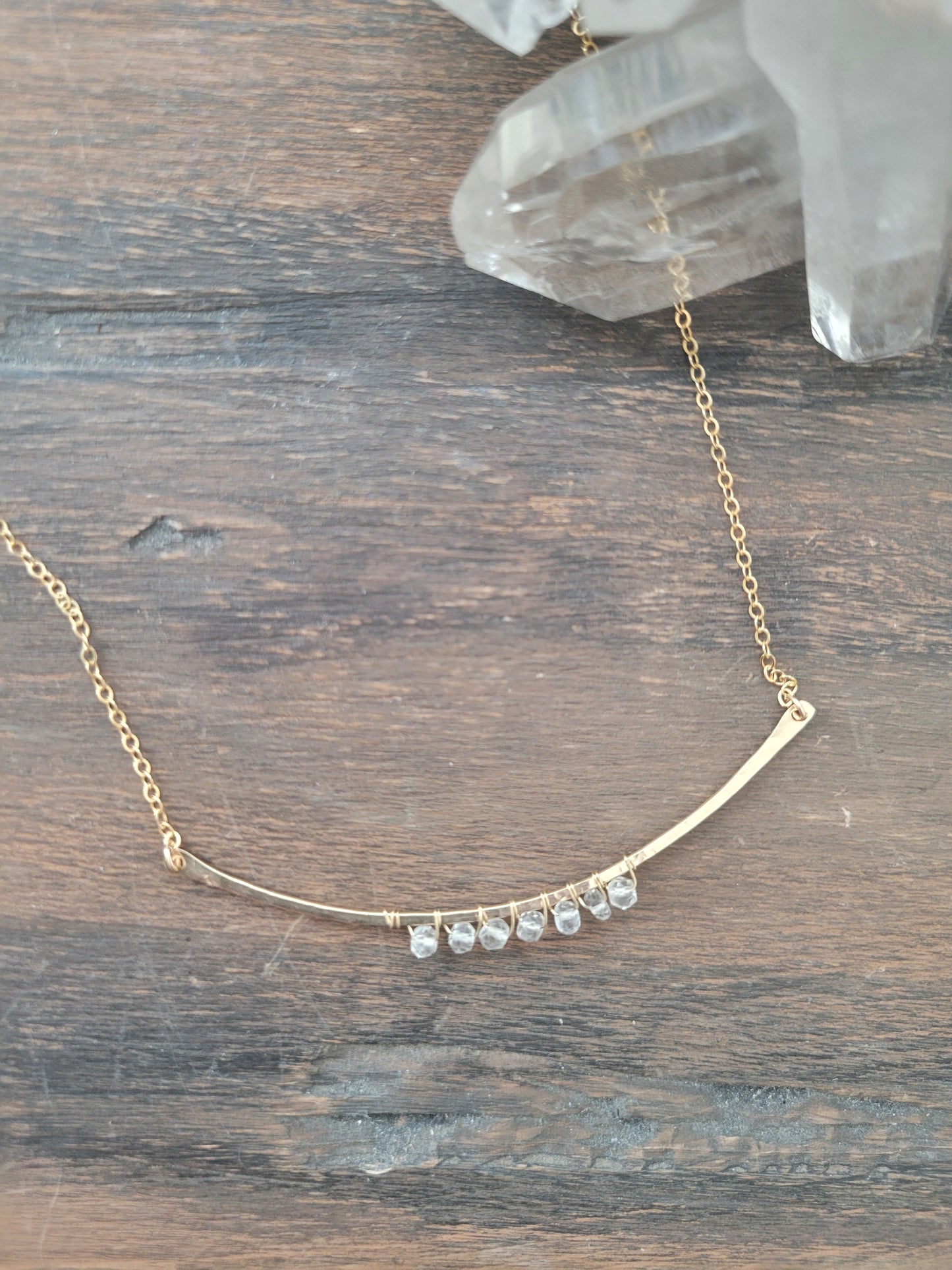 Quartz Curved Bar Necklace