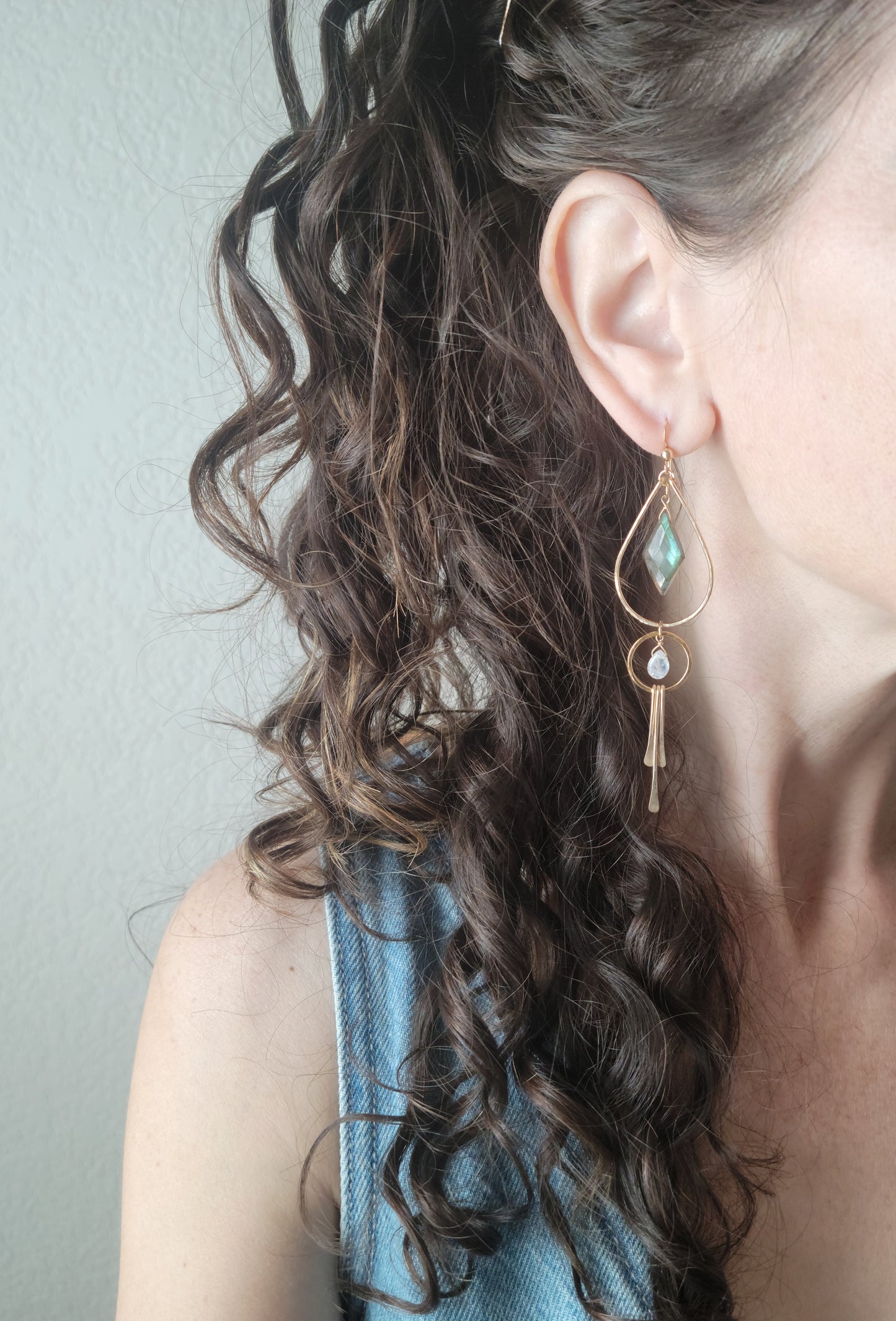 Labradorite and Moonstone Fringe Earrings