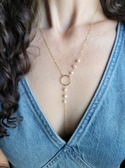 Pearl Drop Y Necklace