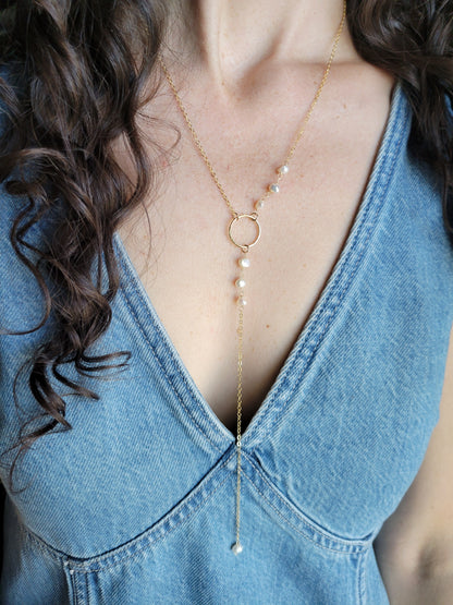 Pearl Drop Y Necklace