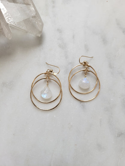 Crescent Moonstone Hoop Earrings