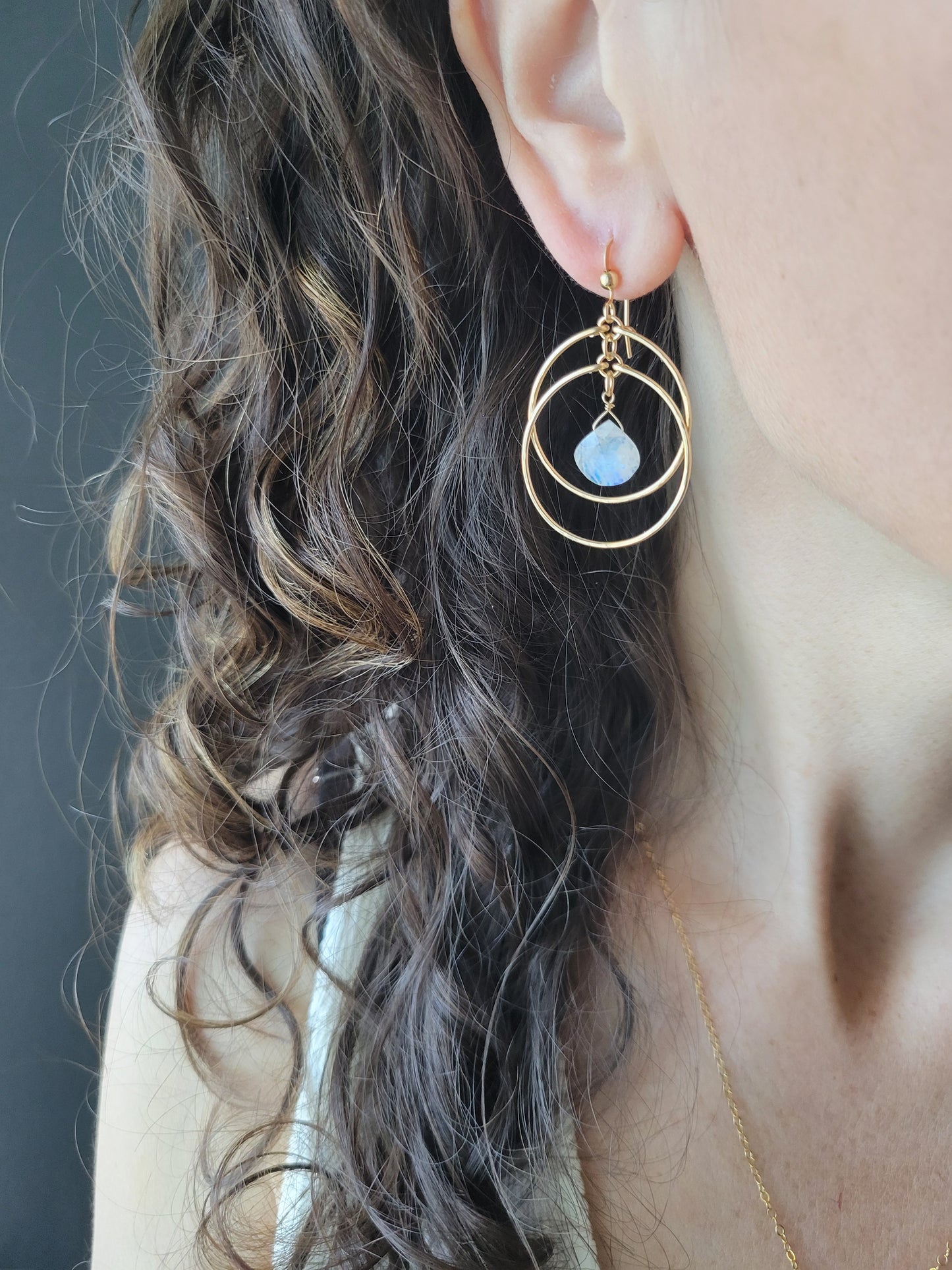 Crescent Moonstone Hoop Earrings