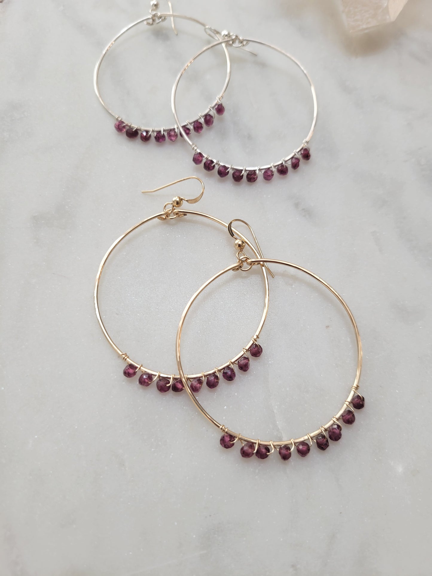 Rhodolite Garnet Hoop Earrings