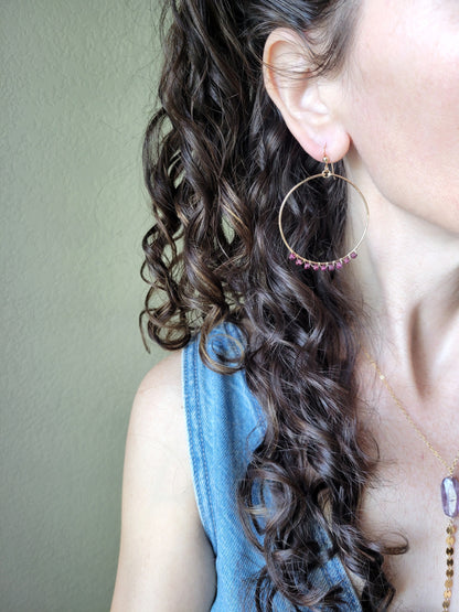 Rhodolite Garnet Hoop Earrings