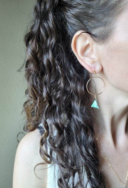 Triangle Hoop Earrings Labradorite