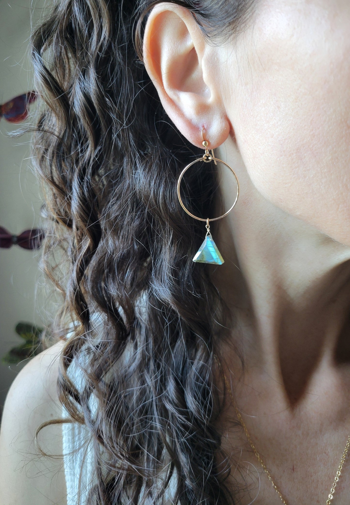 Triangle Hoop Earrings Labradorite