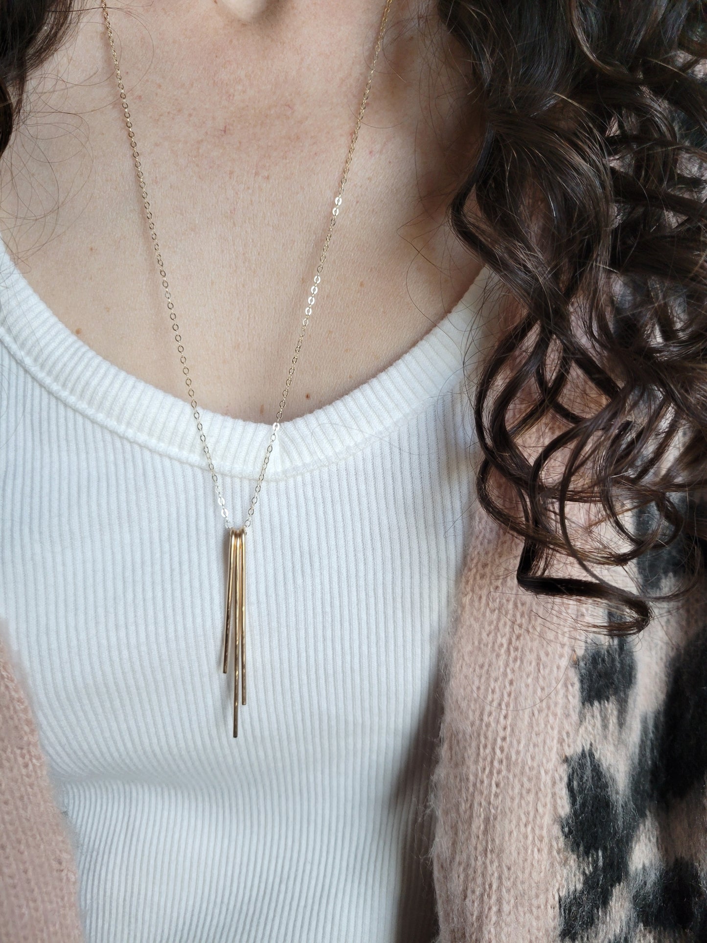 Long Gold Fringe Necklace