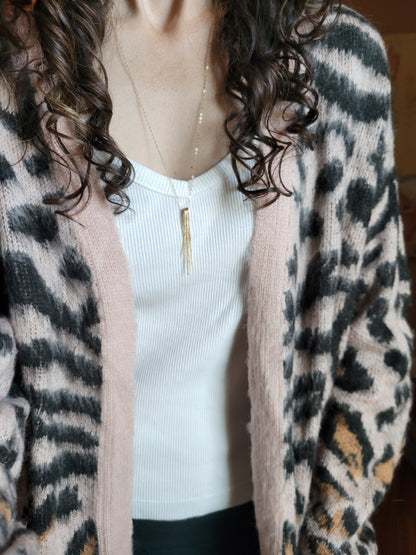 Long Gold Fringe Necklace