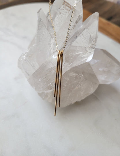 Long Gold Fringe Necklace