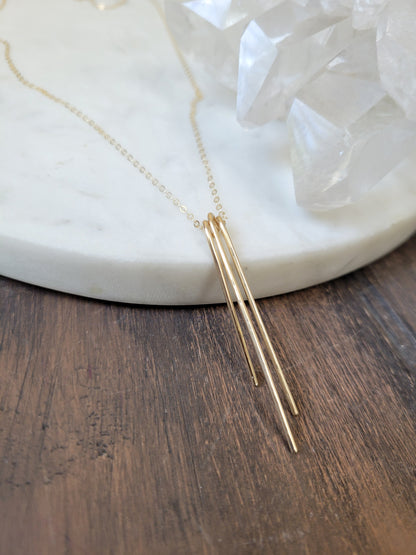 Long Gold Fringe Necklace