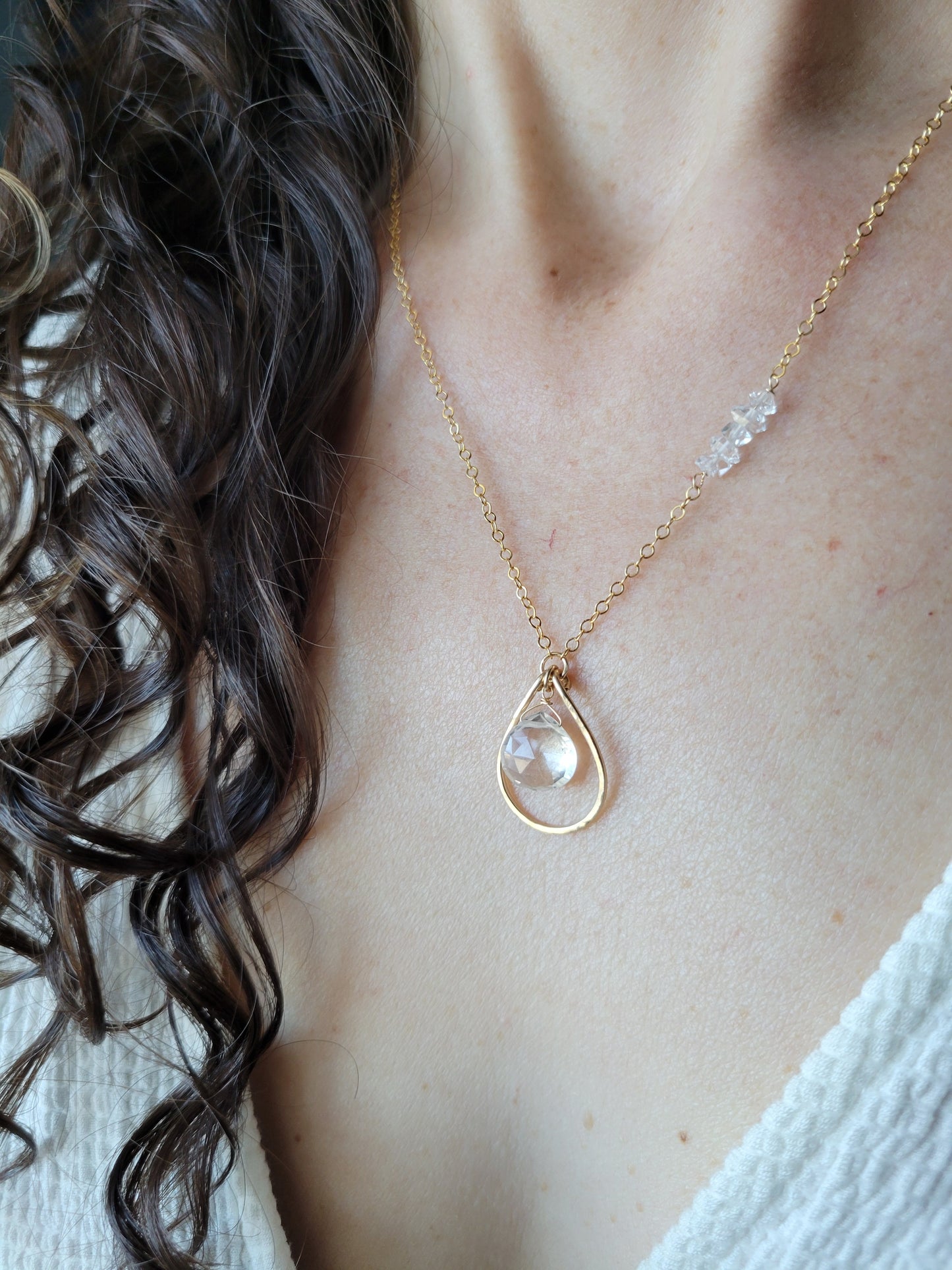 Quartz Asymmetrical Necklace with Herkimer Diamonds