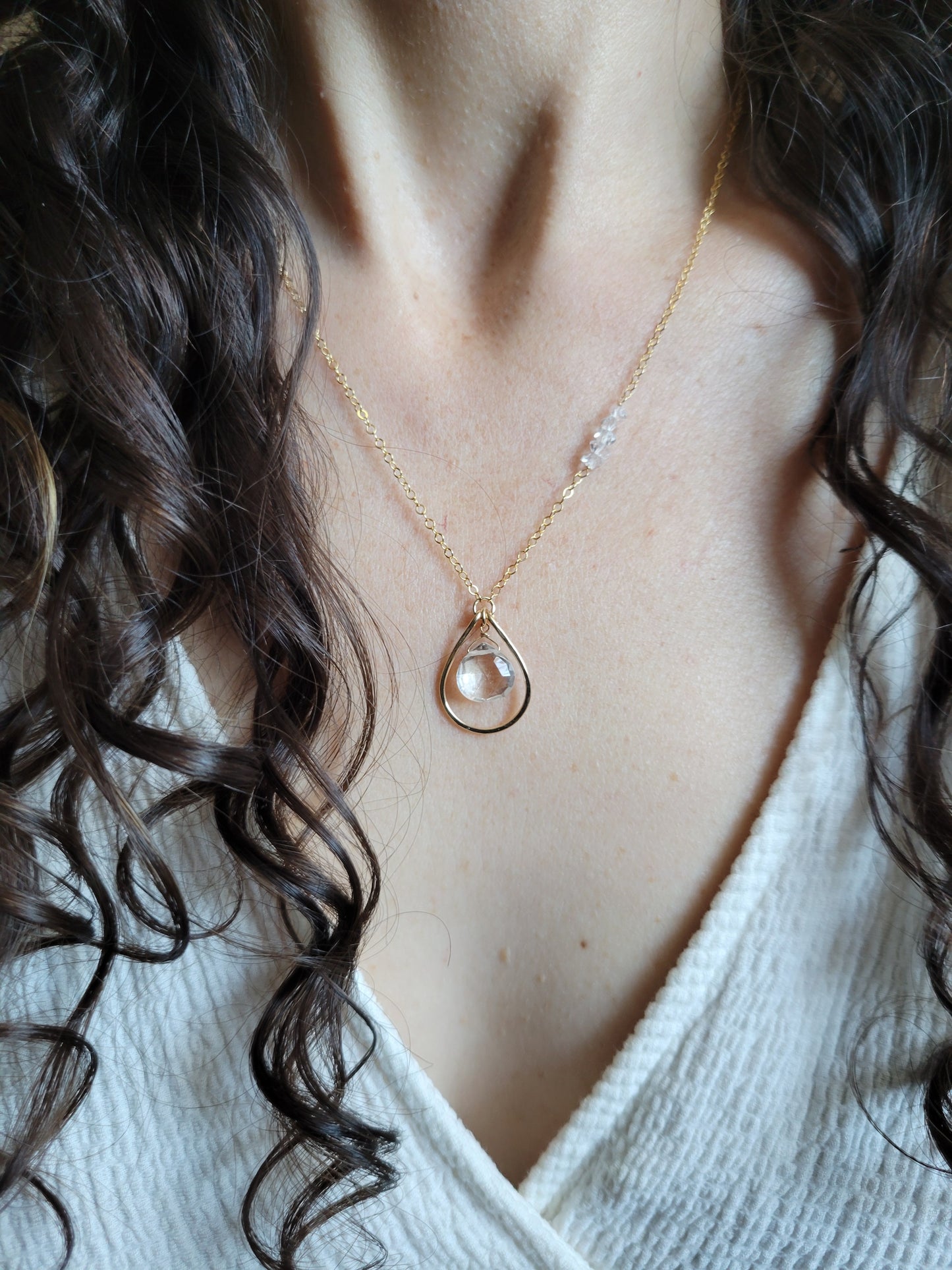 Quartz Asymmetrical Necklace with Herkimer Diamonds