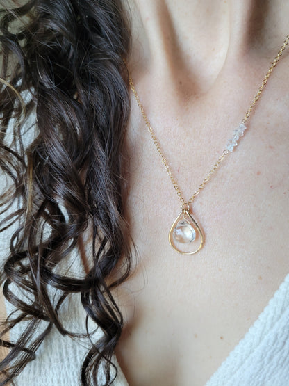 Quartz Asymmetrical Necklace with Herkimer Diamonds