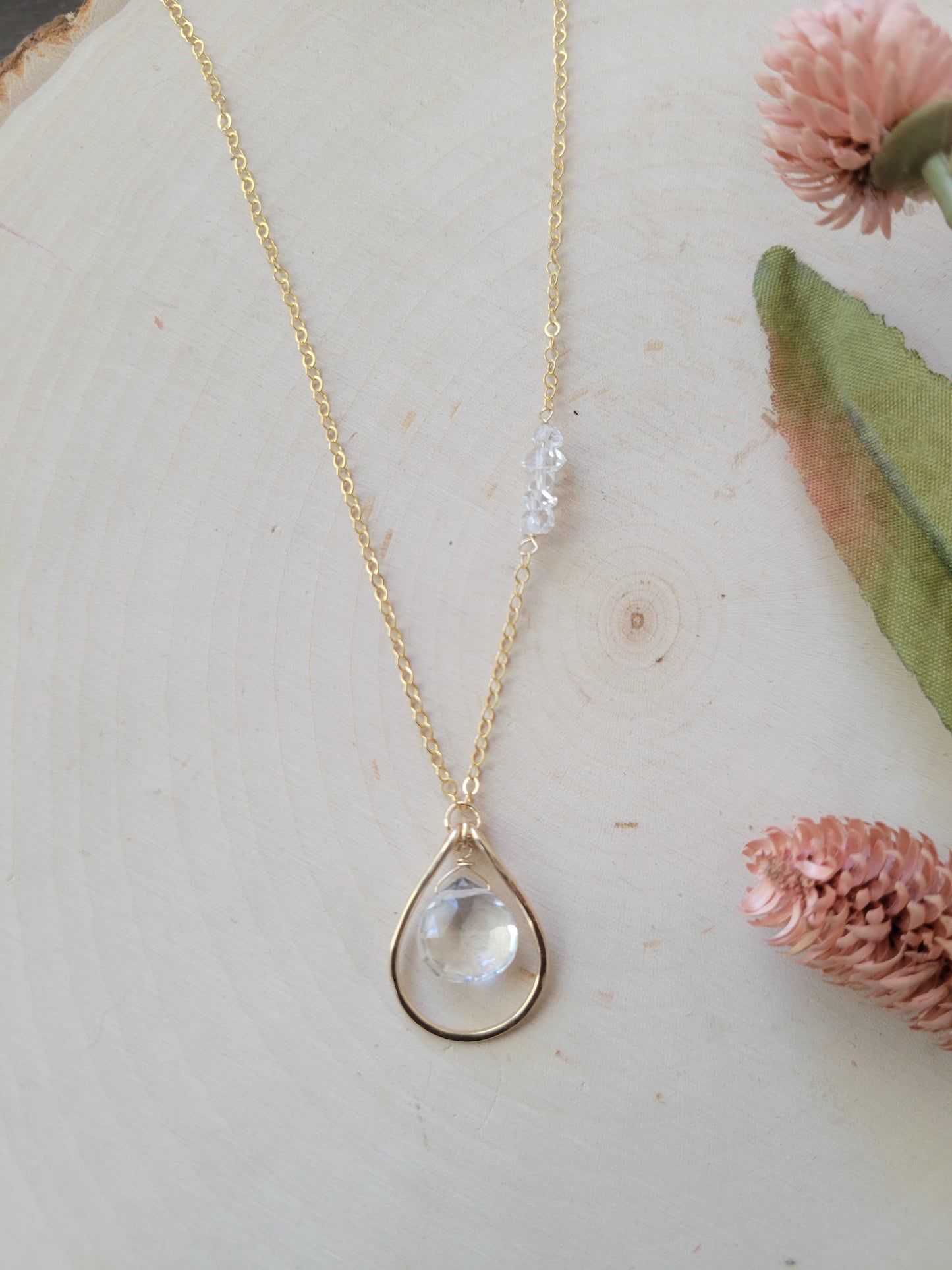 Quartz Asymmetrical Necklace with Herkimer Diamonds