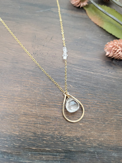 Quartz Asymmetrical Necklace with Herkimer Diamonds