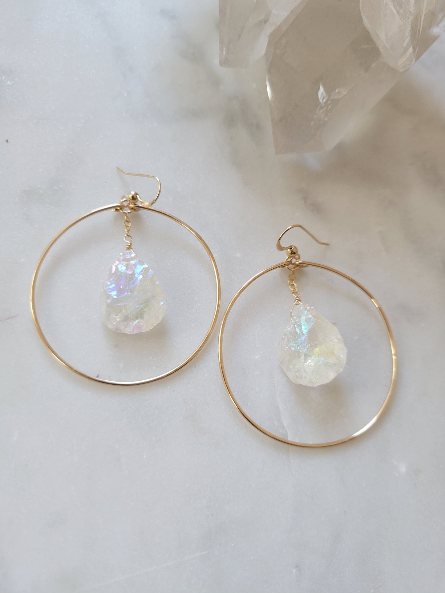 Angel Aura Quartz Hoop Earrings