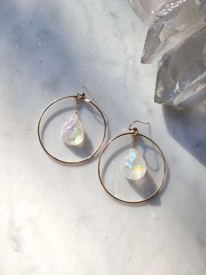 Angel Aura Quartz Hoop Earrings