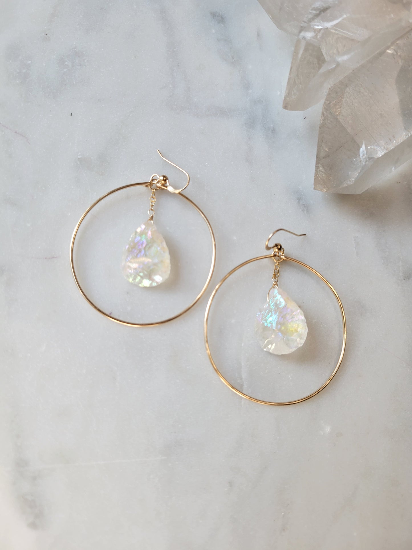 Angel Aura Quartz Hoop Earrings