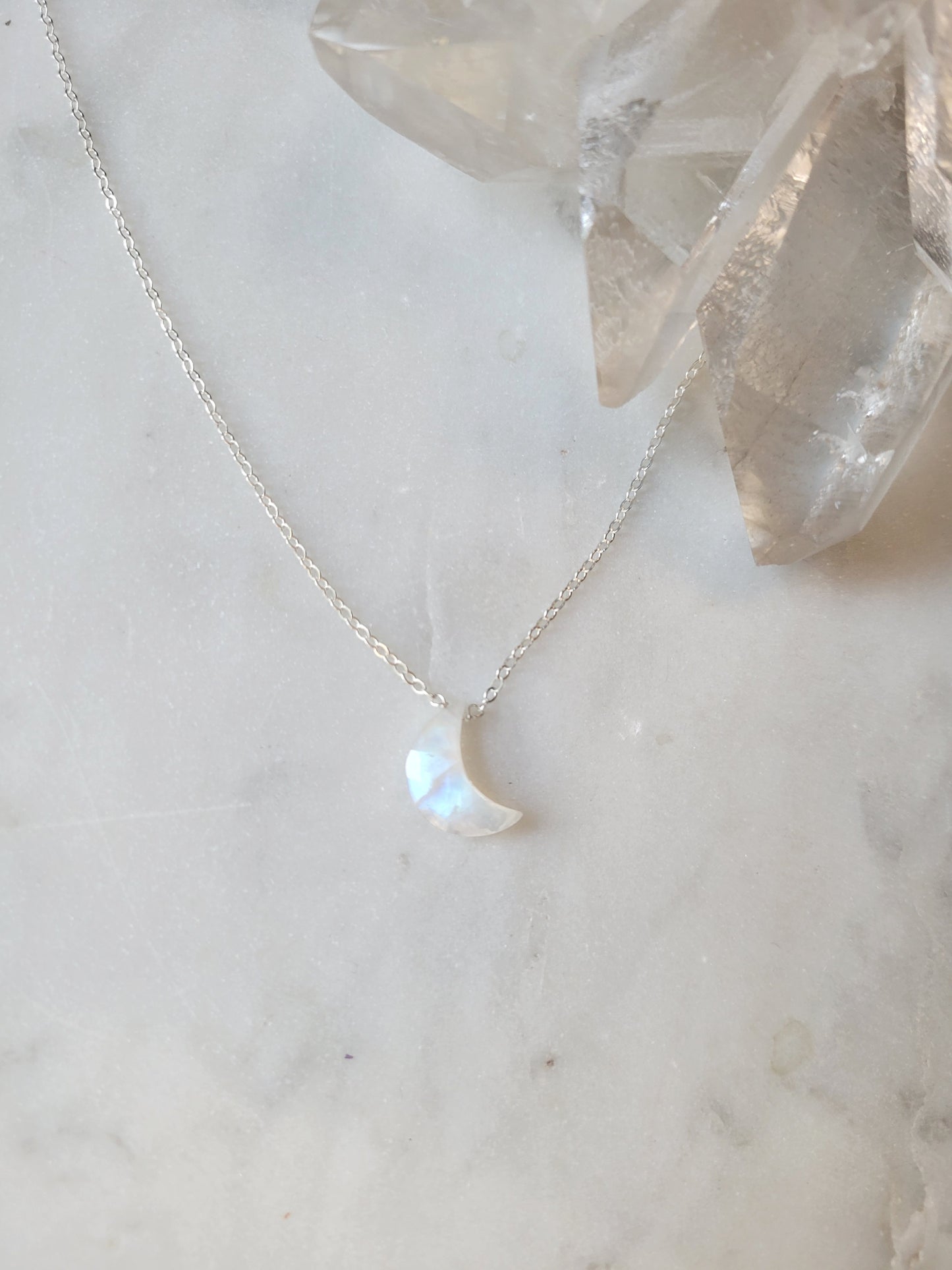 Crescent Moon Moonstone Necklace