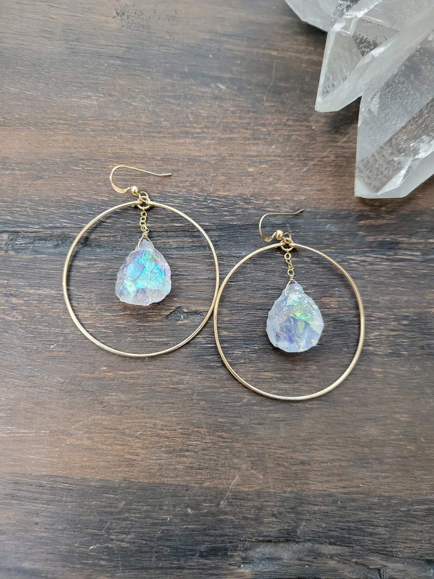 Angel Aura Quartz Hoop Earrings