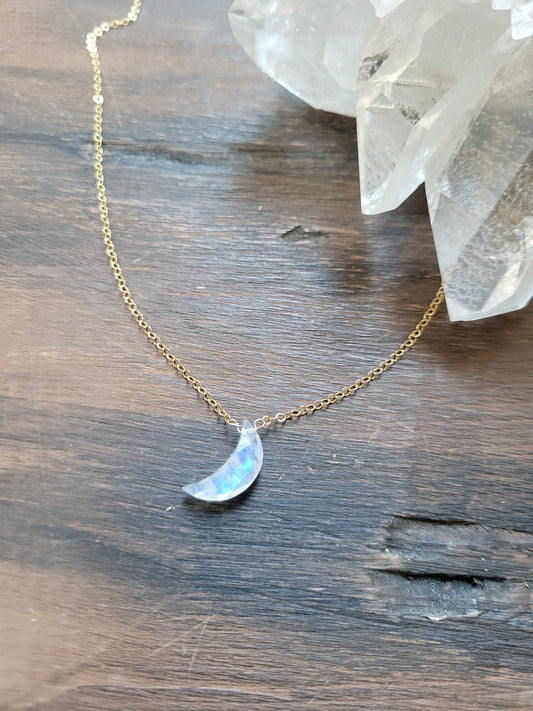 Crescent Moon Moonstone Necklace