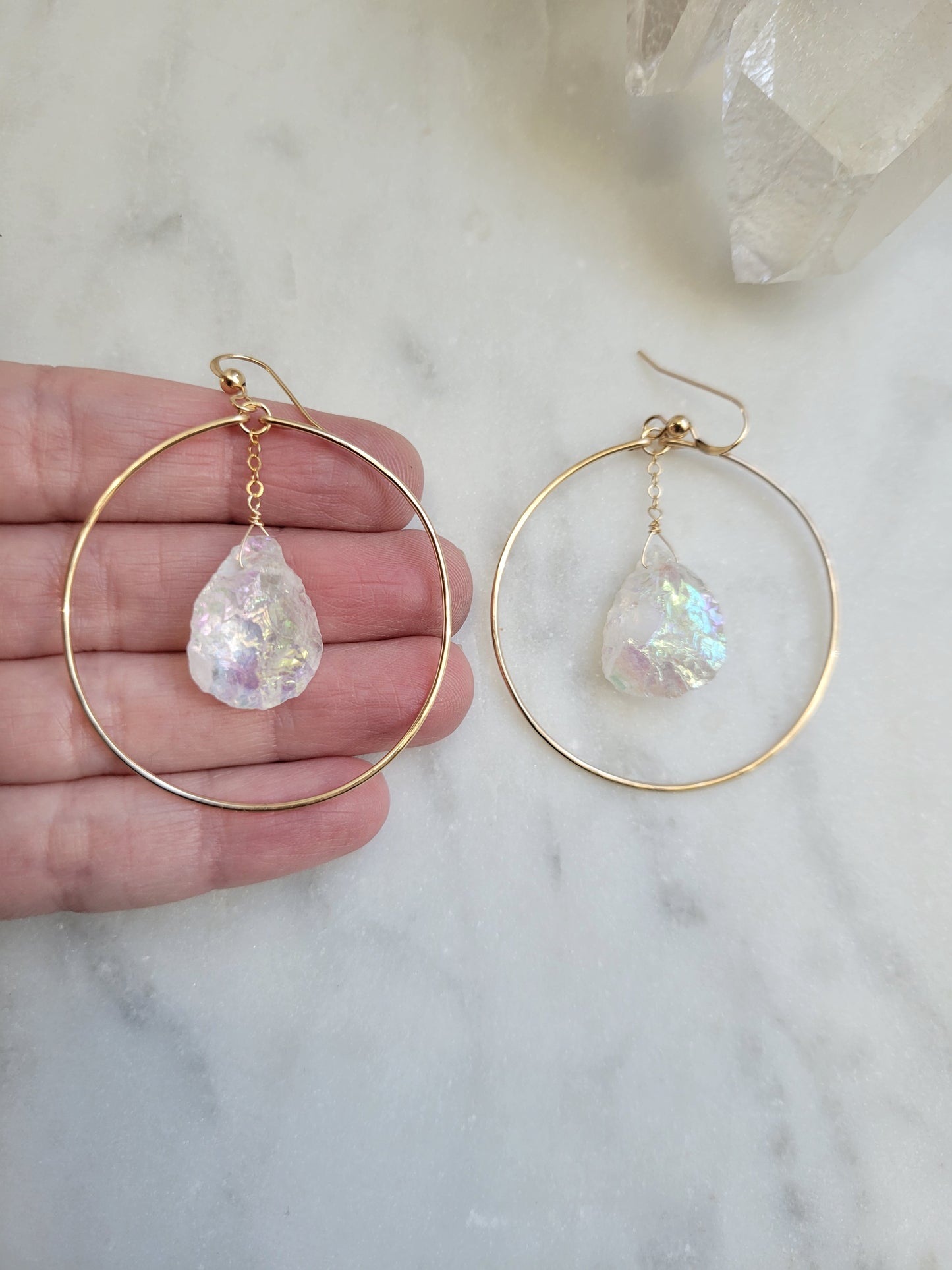 Angel Aura Quartz Hoop Earrings