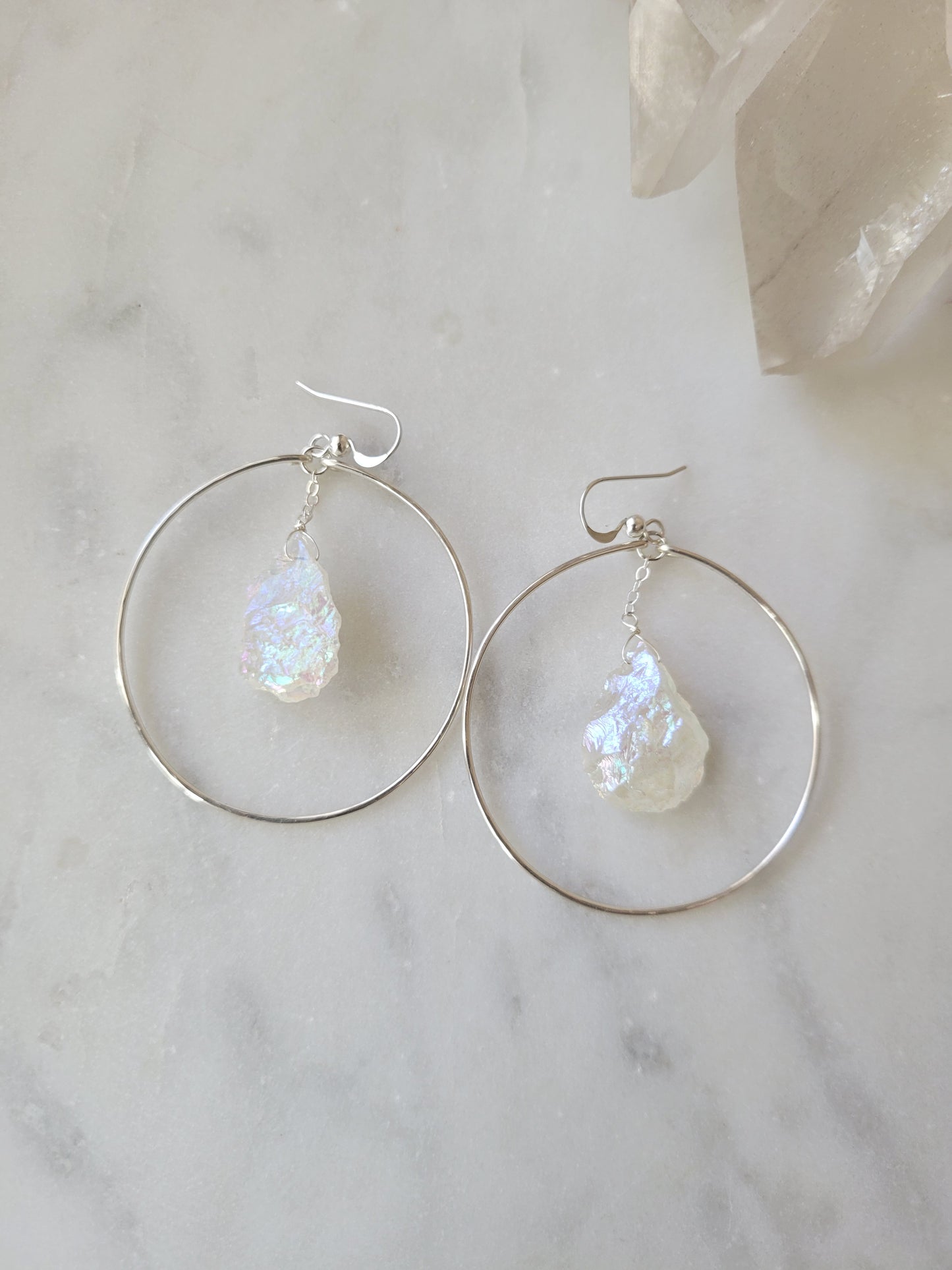 Angel Aura Quartz Hoop Earrings