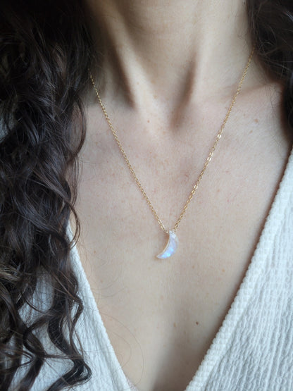 Crescent Moon Moonstone Necklace