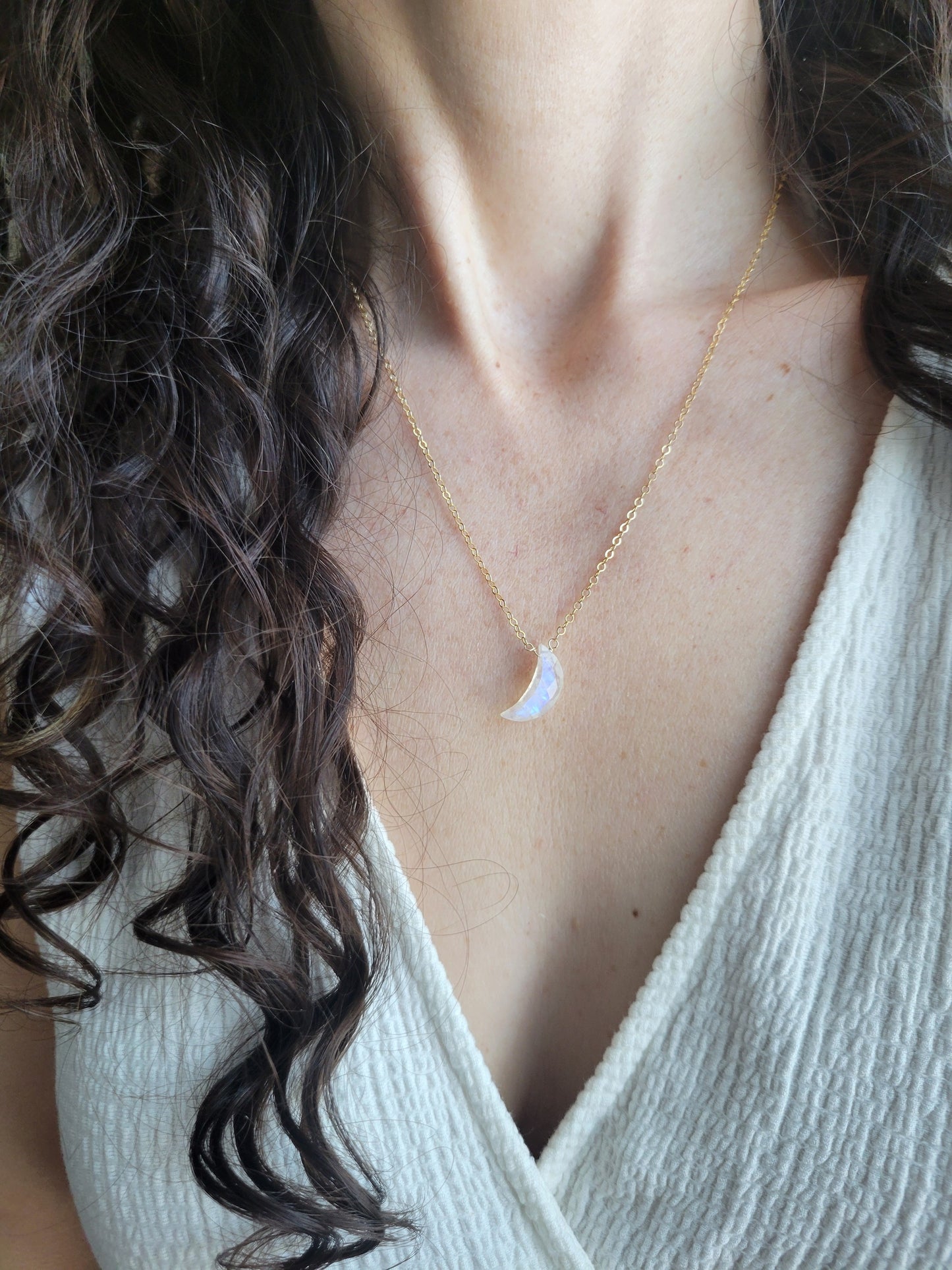 Crescent Moon Moonstone Necklace